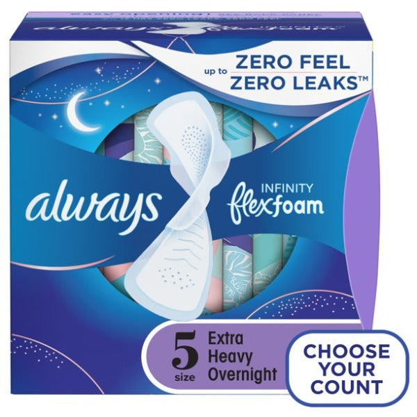 Always Infinity Flex Foam Extra Heavy Overnight Pads 30 ct