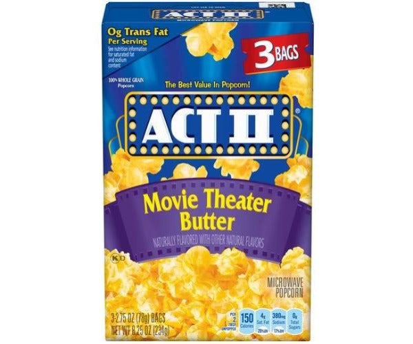 Act II Microwave Popcorn Movie Theatre Butter 3 ct