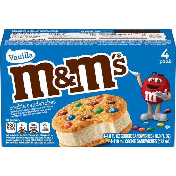 M&M's Vanilla Ice Cream Sandwich Cookies 4 ct