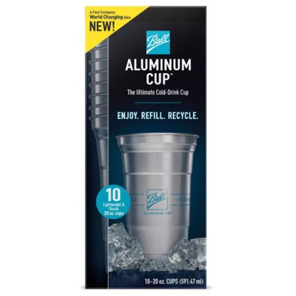 Ball Aluminum Cold Drink Cup Recyclable 20 oz 10 Ct