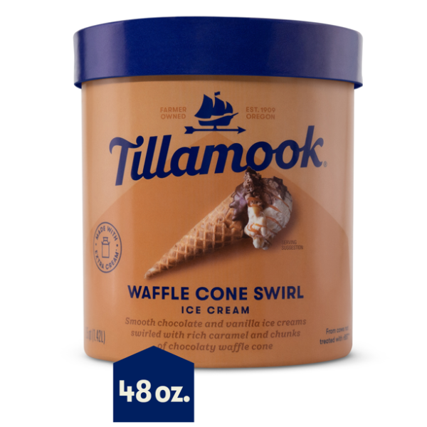 Tillamook Waffle Cone Swirl Ice Cream 48 oz