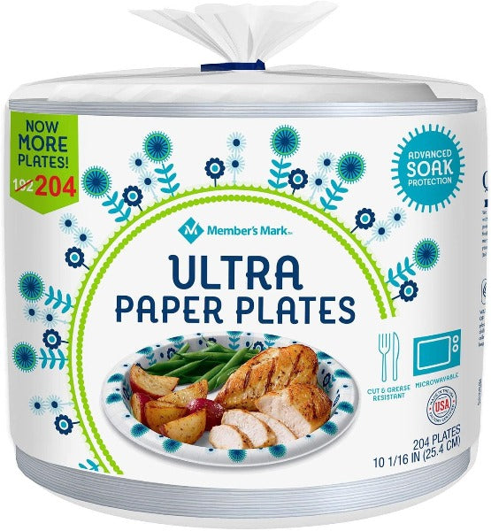 Member's Mark Ultra 10" Paper Plates  204 ct