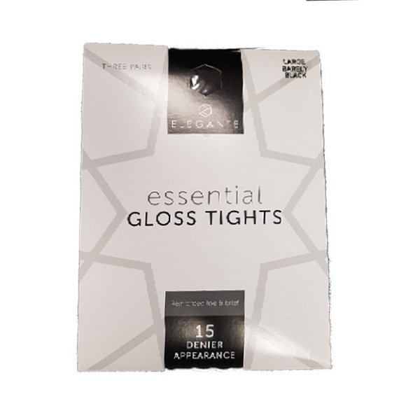 Elegante Essentials Gloss Tights 15 Denier Barely Black 3pk