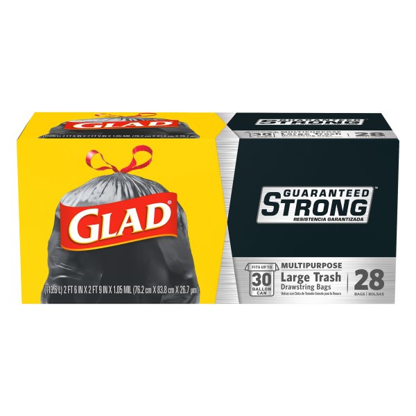 Glad Drawstring Garbage Bags 30 Gallon 28 ct