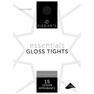 Elegante Essentials Gloss Tights 15 Denier Black 3pk