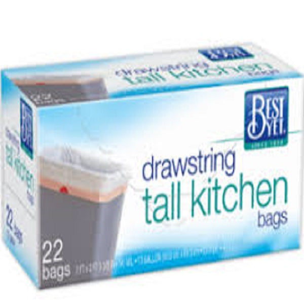 Best Yet Drawstring Tall Kitchen Bags 13 Gallon 22 ct