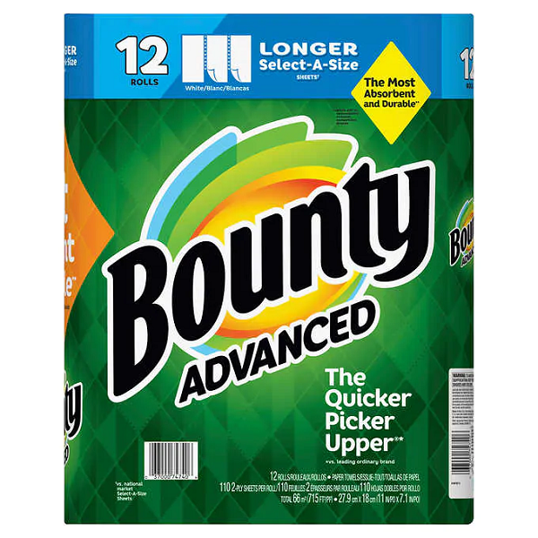 Bounty Advanced Paper Towel Longer Select A Size 12 Rolls