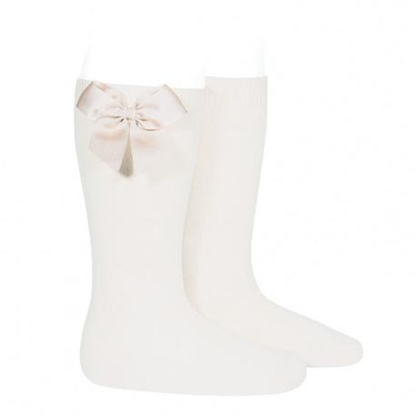 Condor Knee Sock w/ Grosgrain Bow Beige