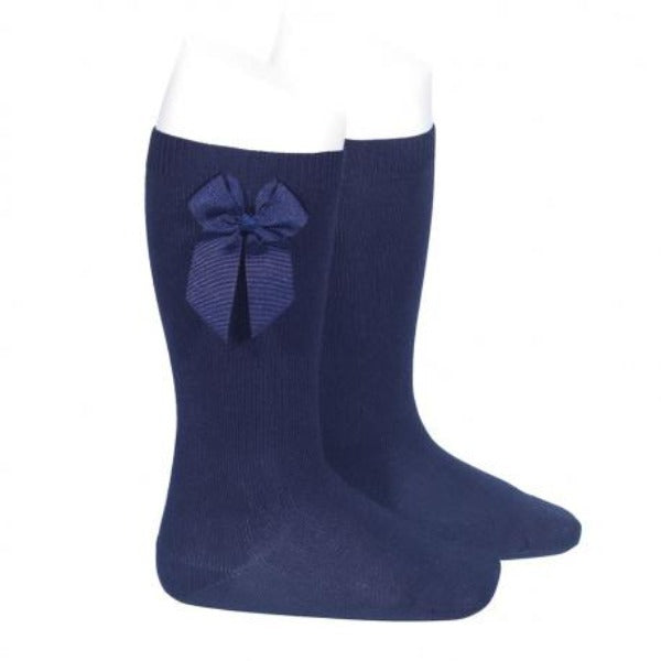 Condor Knee Sock w/ Grosgrain Bow Navy