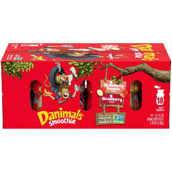 Danimals Strawberry Banana & Strawberry Flavor Smoothie 18 ct