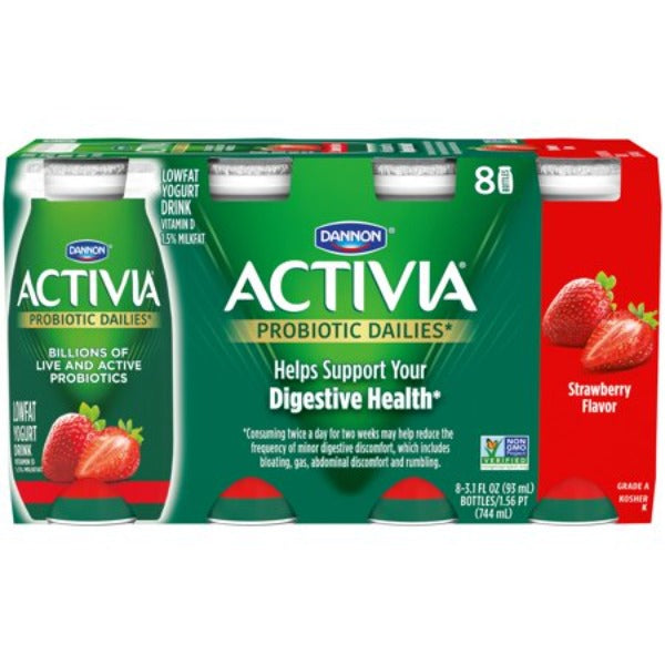 Dannon Activia Probiotic Dailies Yogurt Drink Strawberry 3.1 oz 8 ct