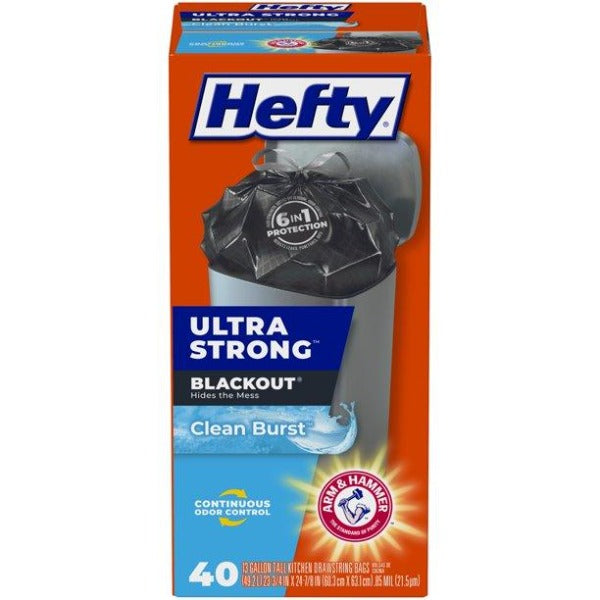 Hefty Ultra Strong Blackout Garbage Bags 13 Gallon 40 ct